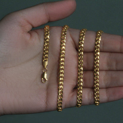 10k Yellow Gold Miami Cuban Semi Solid Chain (4.50 mm)
