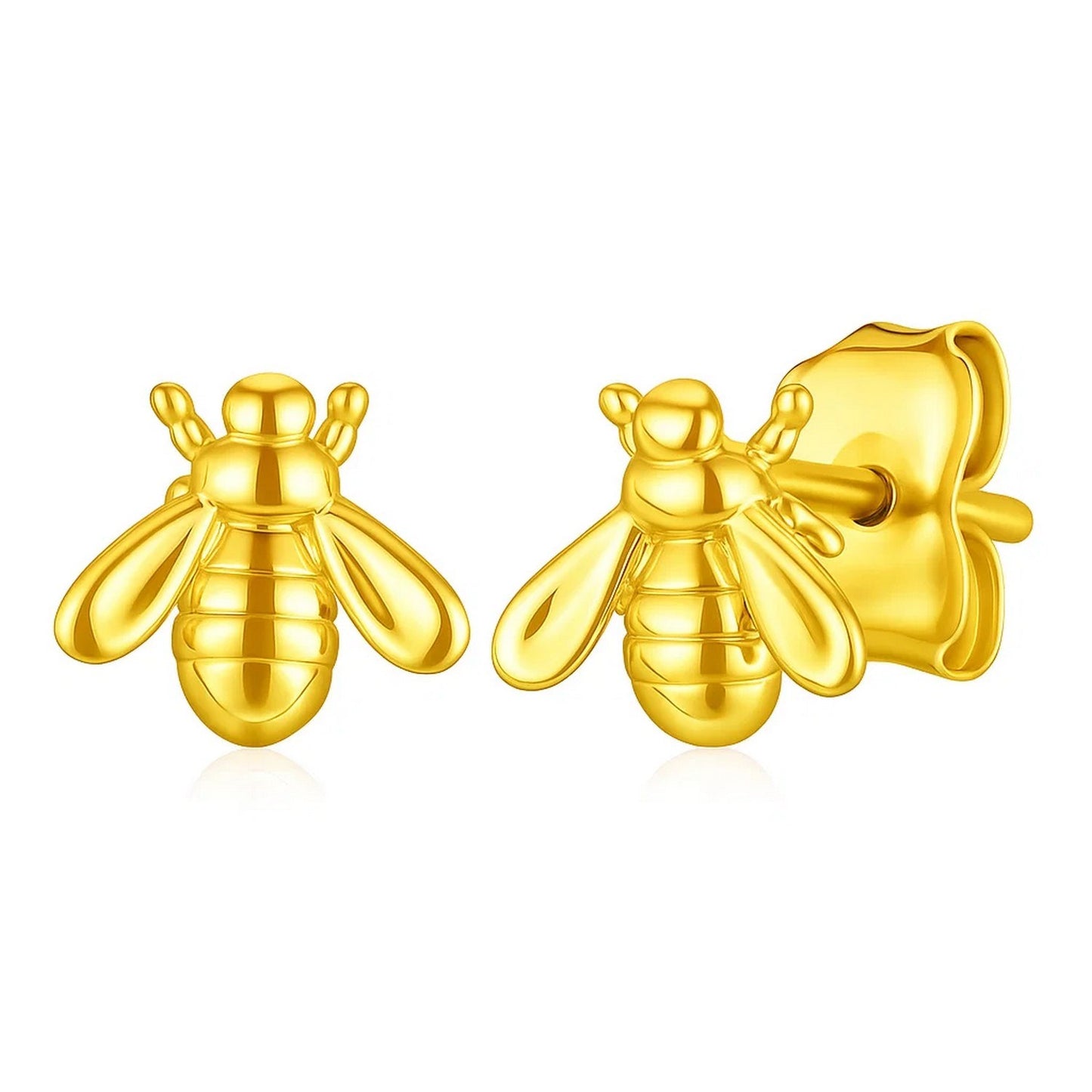 14k Yellow Gold Bee Stud Earrings