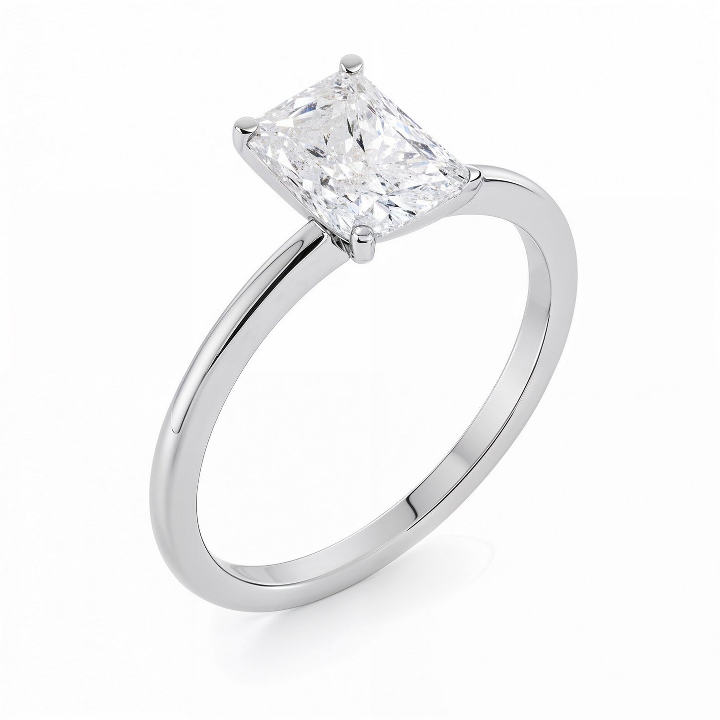2 Carat Radiant Lab Grown IGI G/VS1 Diamond Solitaire Ring in 10K White Gold