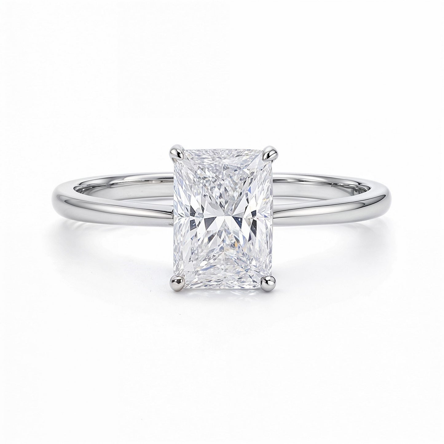 2 Carat Radiant Lab Grown IGI G/VS1 Diamond Solitaire Ring in 10K White Gold