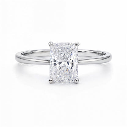 2 Carat Radiant Lab Grown IGI G/VS1 Diamond Solitaire Ring in 10K White Gold