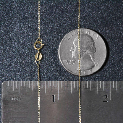 14k Yellow Gold Diamond Cut Cable Link Chain (0.68 mm)