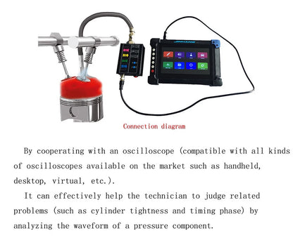 Automotive Cylinder Pressure Transmitter Professional Automotive Pressure Sensor JINHAN JH APT-100 Suitable for Oscilloscope