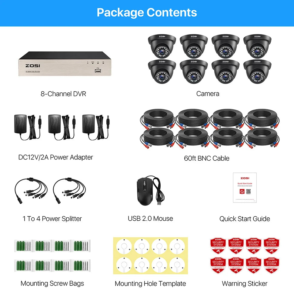 ZOSI 8PC 1080P Home Security Cameras System