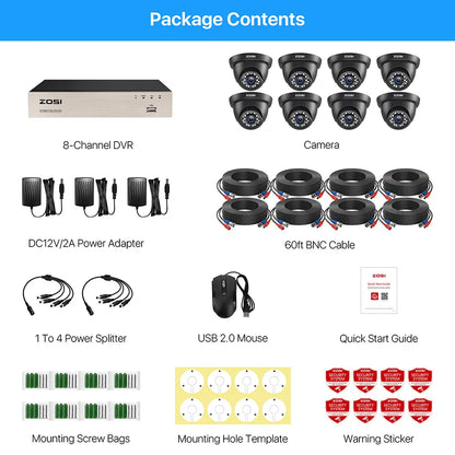 ZOSI 8PC 1080P Home Security Cameras System