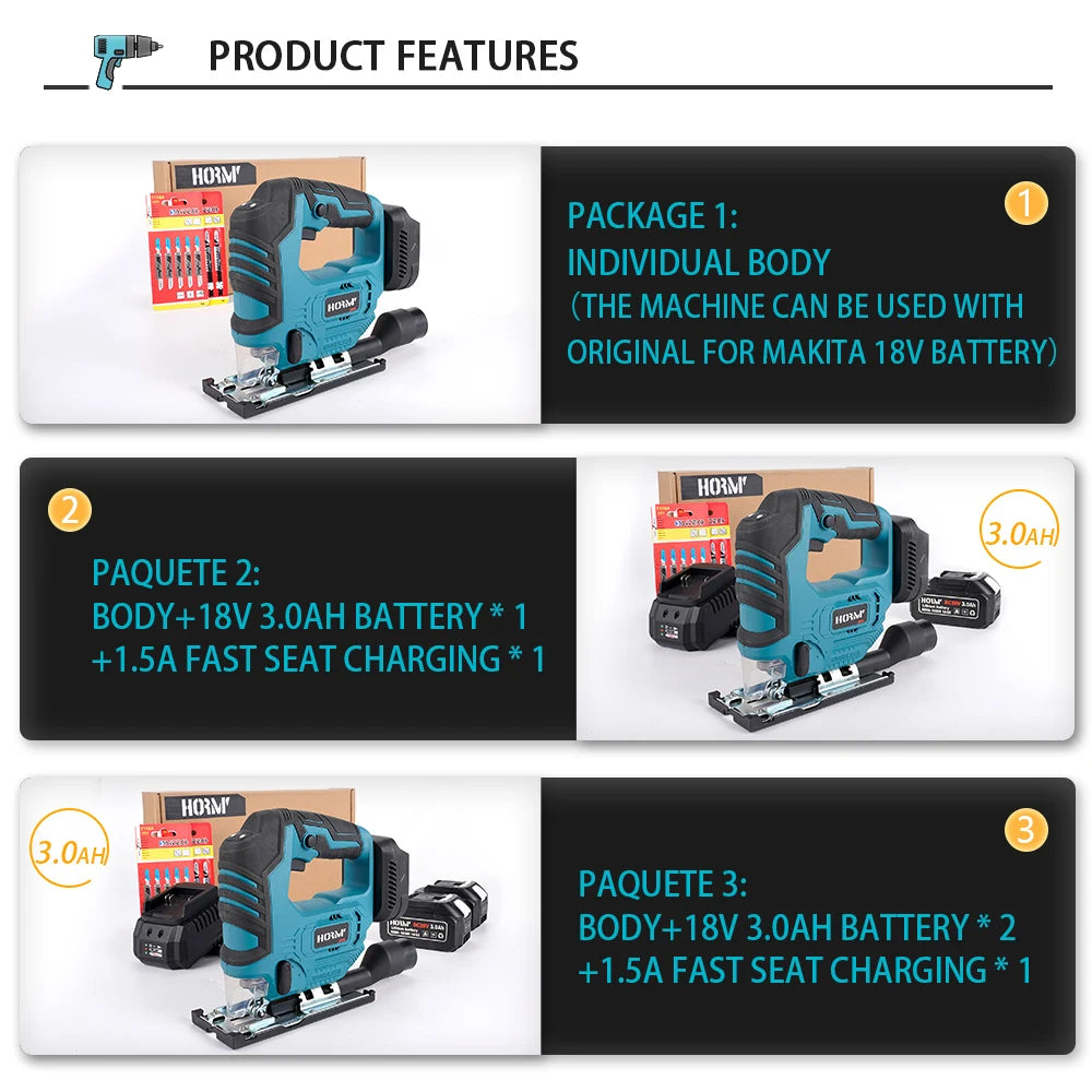 18V Brushless Jigsaw For Makita 18V Battery