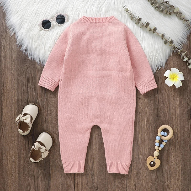 1Pc Long Flower Knitted Onsie 0-18m