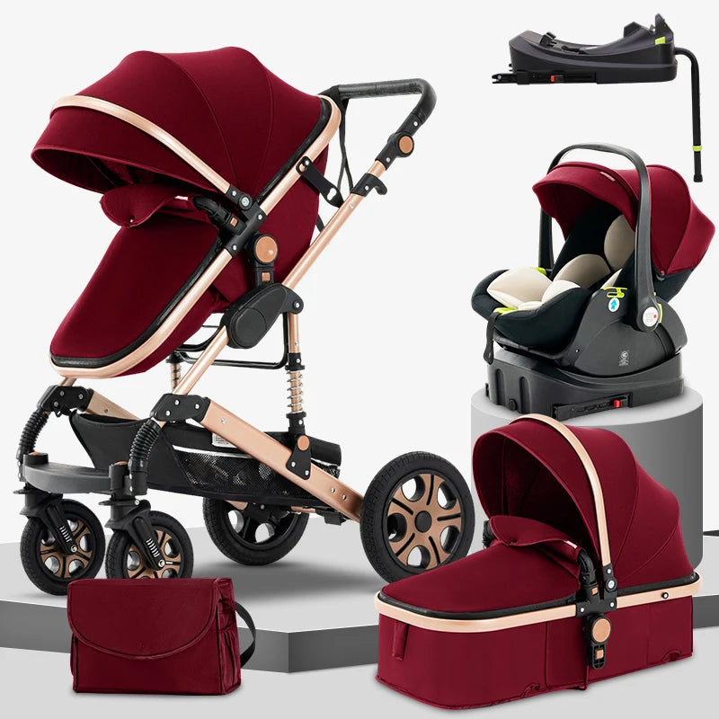 3 in 1 Baby Stroller, Carriage with Isofix Base