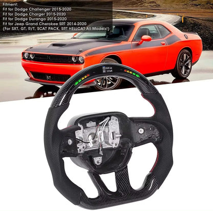 LED Carbon Fiber Steering Wheel For Dodge 2015-2020 Jeep 2014-2020