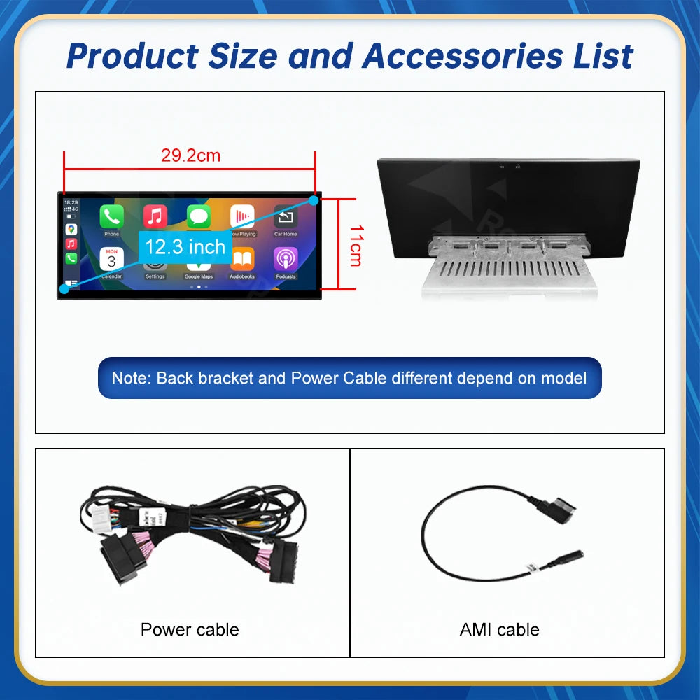 12.3inch Multimedia Player Carplay Display For Audi 2012-2018