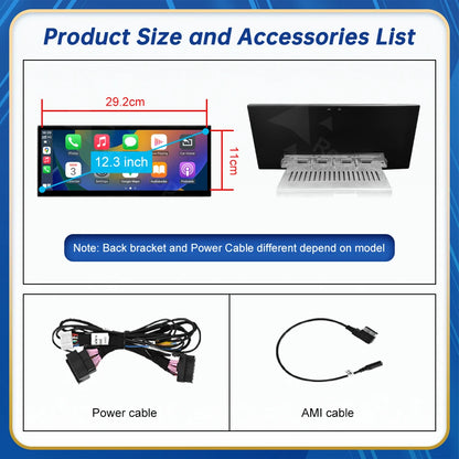 12.3inch Multimedia Player Carplay Display For Audi 2012-2018