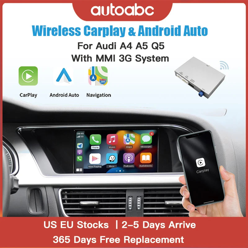 Wireless CarPlay Android Auto Interface Adapter for Audi A4 B8 A5 Q5 2009-2015
