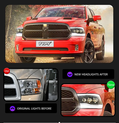 Car Lights For Dodge Ram 1500 Headlight 2009-2019