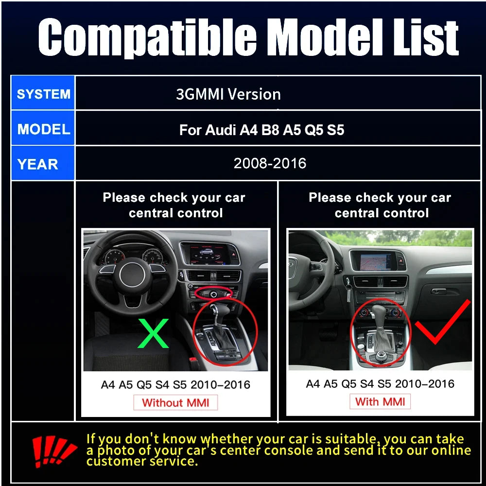 Wireless CarPlay Android Auto Interface Adapter for Audi A4 B8 A5 Q5 2009-2015