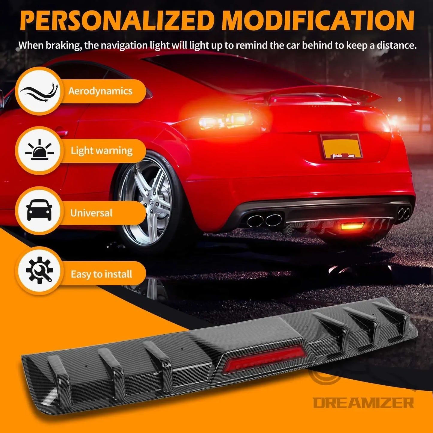 Universal Fin Rear Bumper Lip For Audi