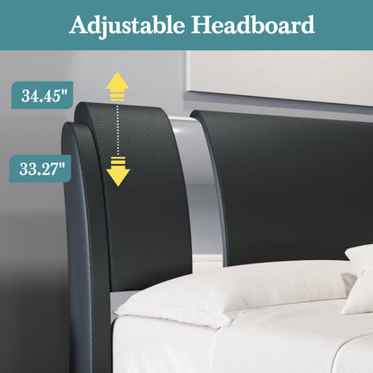 Queen Modern Faux Leather Adjustable Bed Frame