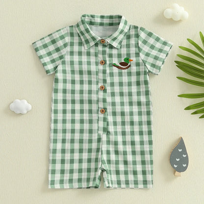 1Pc Plaid jumpsuit 3-18M