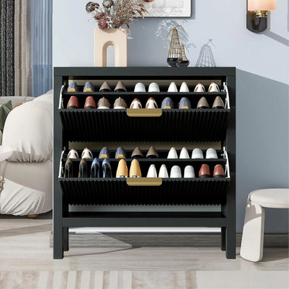 2-Tier Flip-Top Shoe Cabinet
