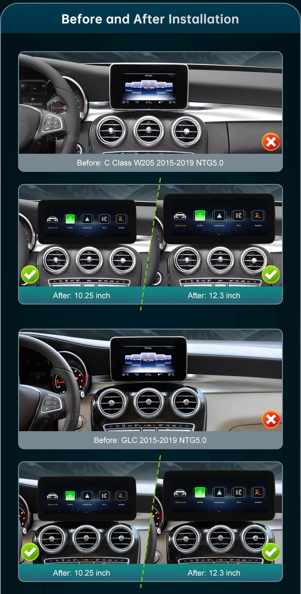 12.3 inch Ultra-thin Screen for Mercedes-Benz 2015-2018