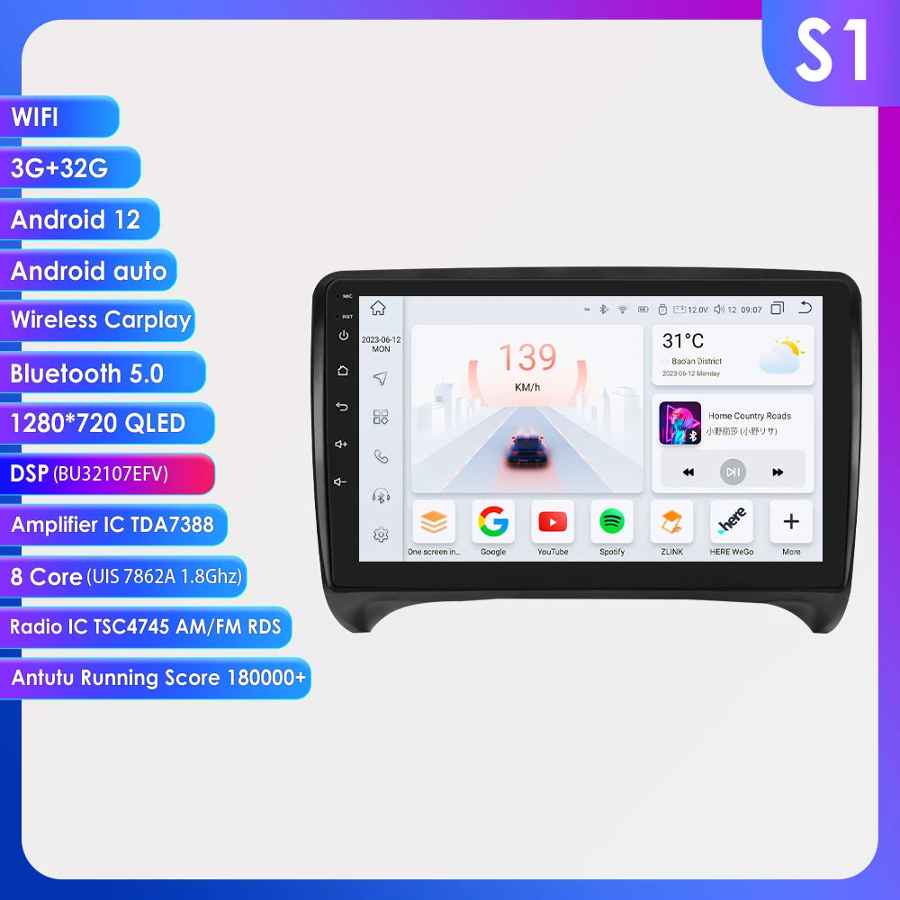 CarPlay Android Auto radio For Audi TT MK2 8J 2006-2014