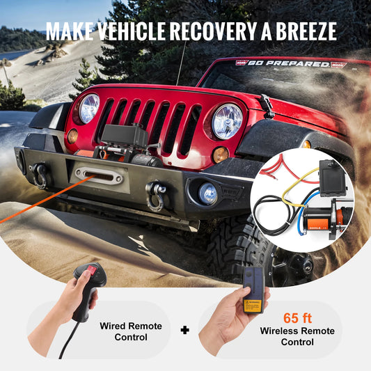 Vevor 6000lbs Electric Winch Winch with 1/4 in 55 ft Synthetic Rope