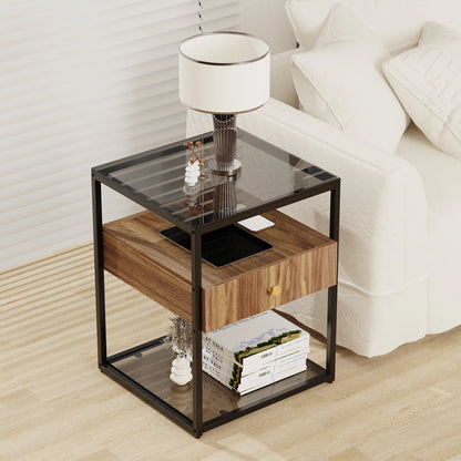Tempered Glass Nightstand Table