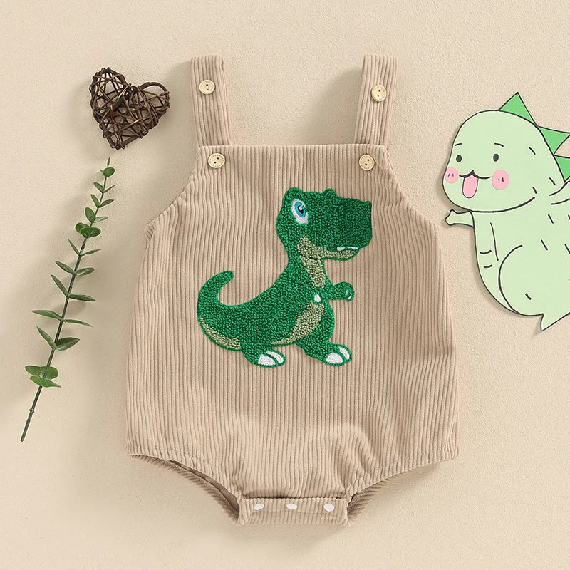 1Pc Dinosaur/Shark Embroidery Onsie Overalls