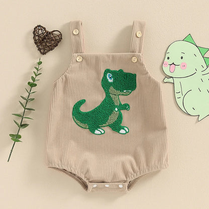 1Pc Dinosaur/Shark Embroidery Onsie Overalls