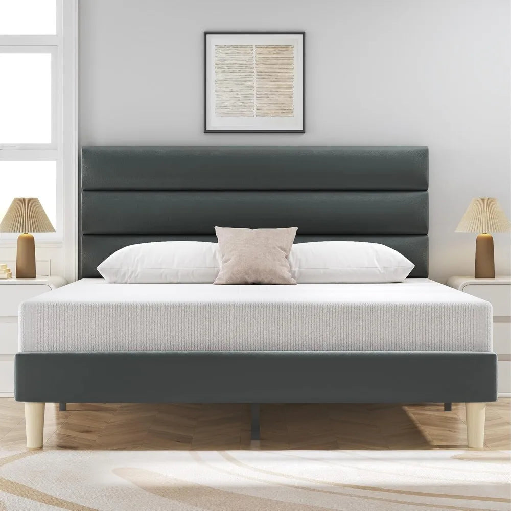 Velvet Padded Queen Size Bed Frame