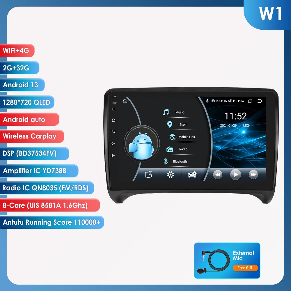 CarPlay Android Auto radio For Audi TT MK2 8J 2006-2014