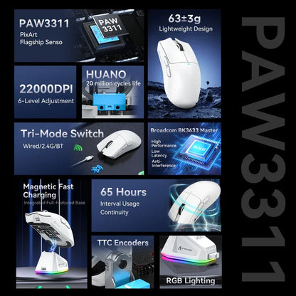 Gaming Mouse with Magnetic Charging Dock