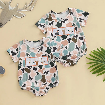 1 Pc Camo Animal Embroidery Onesie 0-18M