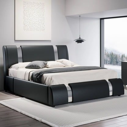Queen Modern Faux Leather Adjustable Bed Frame