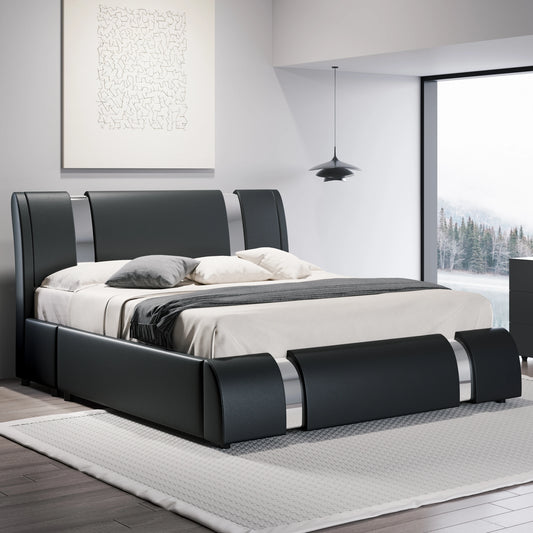 Queen Modern Faux Leather Adjustable Bed Frame