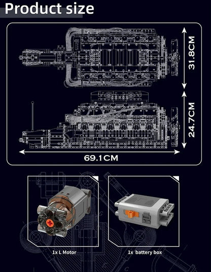 Mould King 10169 V12 Engine Building Blocks Assembly