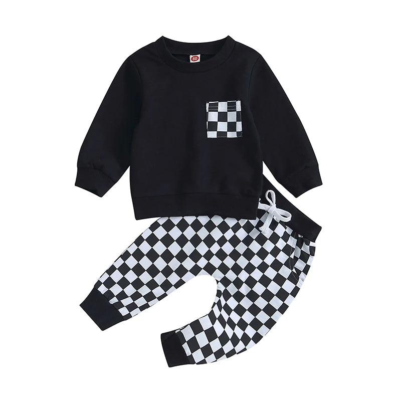 2Pc Checkerboard Sweater Outfit 0-3T