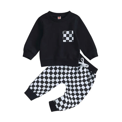 2Pc Checkerboard Sweater Outfit 0-3T