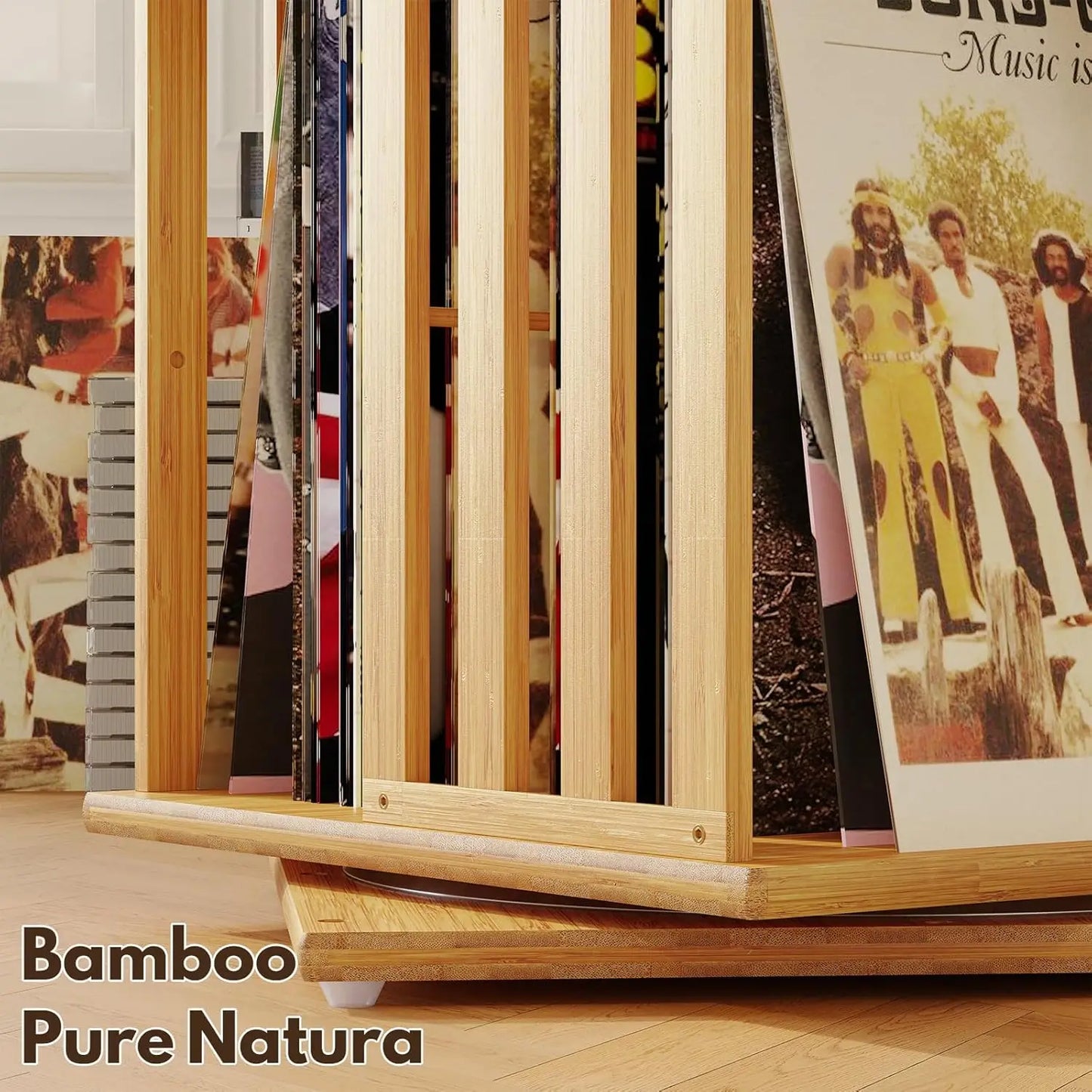 6-Tier 360° Rotating Bamboo CD/DVD Shelf