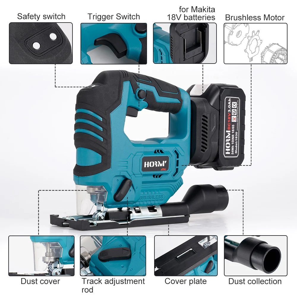 18V Brushless Jigsaw For Makita 18V Battery