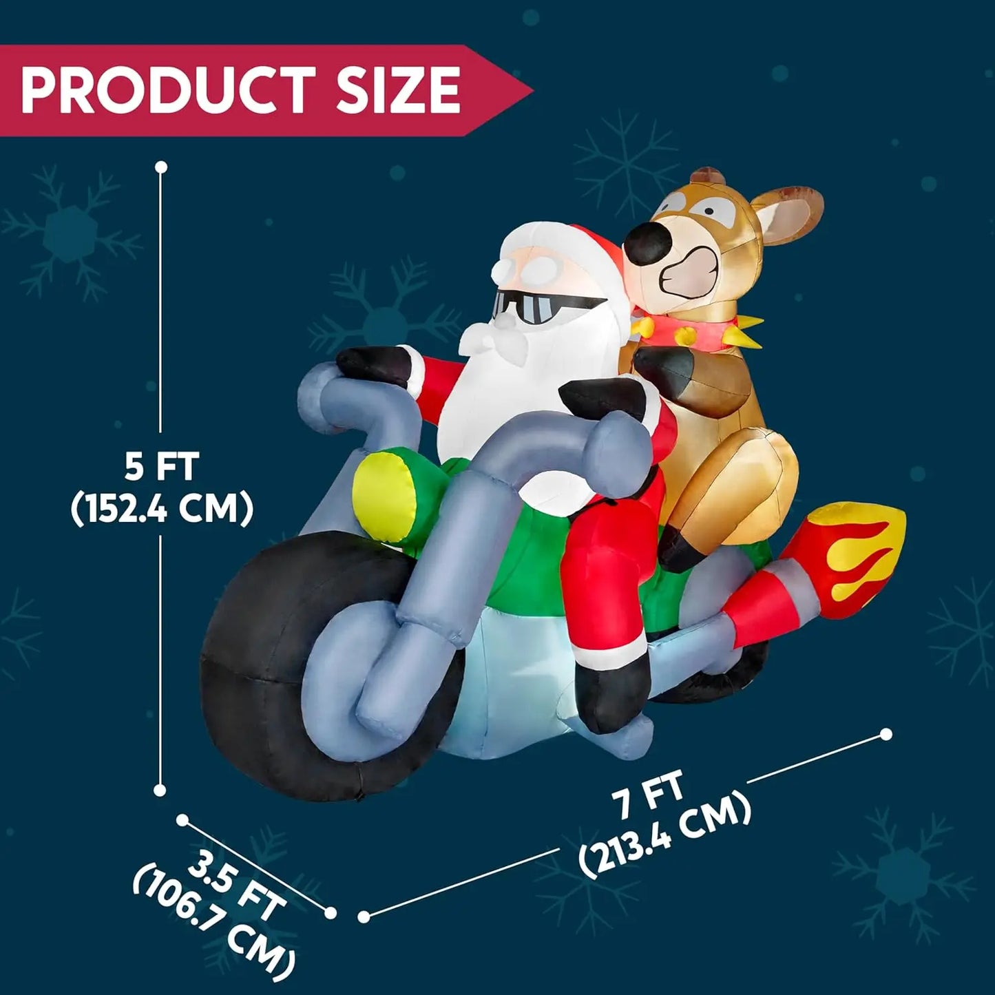 JOYFY 7 FT Inflatables Santa Riding Motorcycle