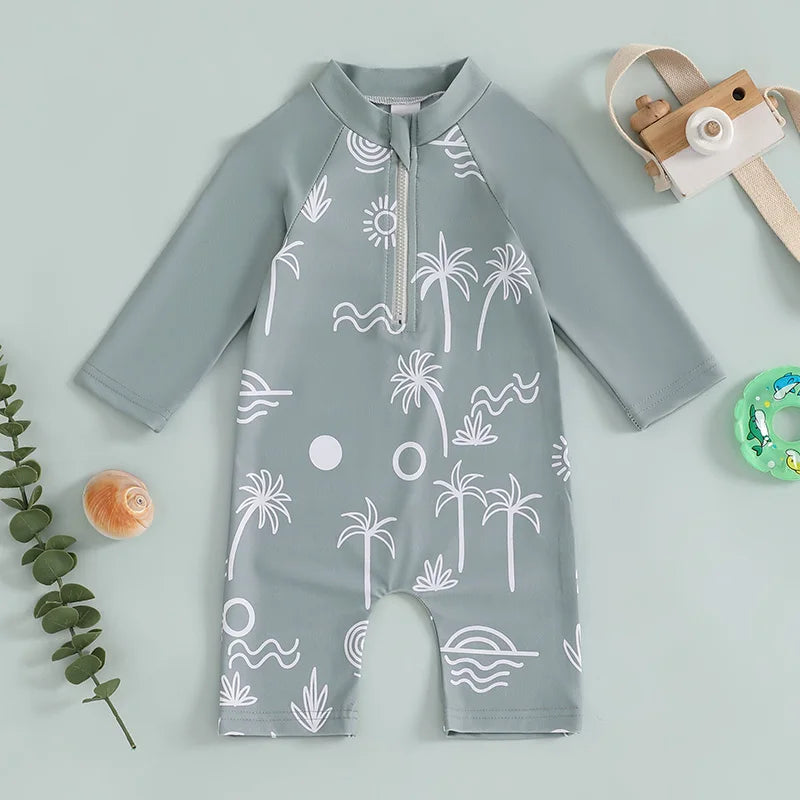1Pc Animal/Floral/Tree Print Swimsuit 0M-4T