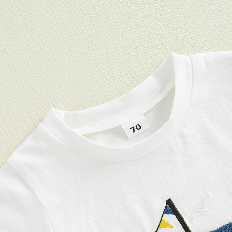 2Pc Embroidered Boat Set 6m-3T