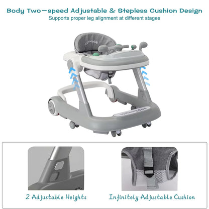 2-in-1 Baby Walker W/ Anti-Roll Design 6-18 Months
