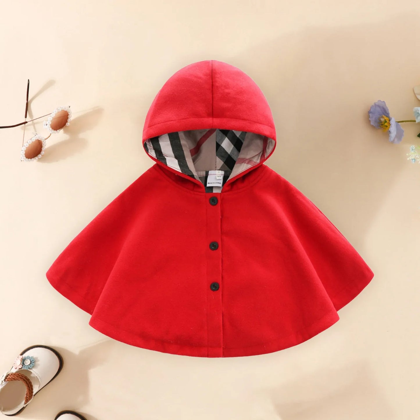 1 Pc Hooded Cape Coat 3M-5Y