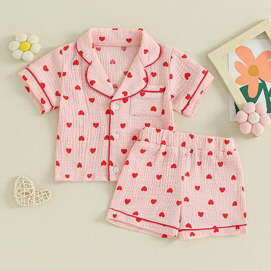 2Pc Heart Pajama Set 6m-3T