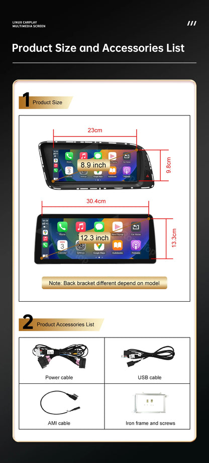 12.3' Wireless CarPlay For Audi A4 2009-20012