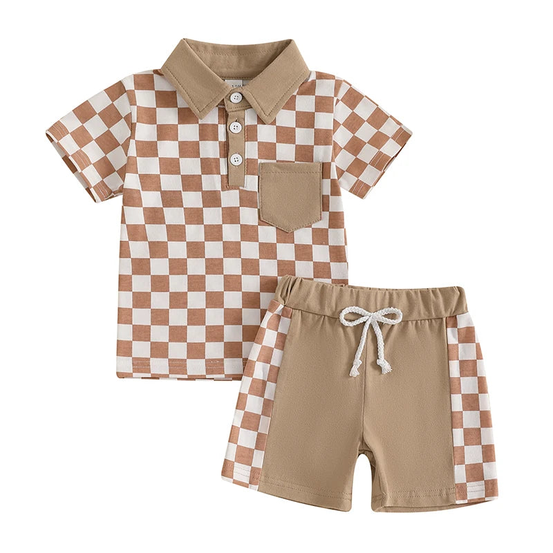 2Pc Checkered Button Up Outfit 12m-4T