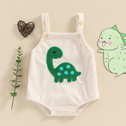 1Pc Dinosaur/Shark Embroidery Onsie Overalls