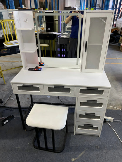 Vanity with RGB Lights and 6 Drawers