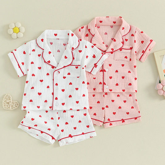 2Pc Heart Pajama Set 6m-3T
